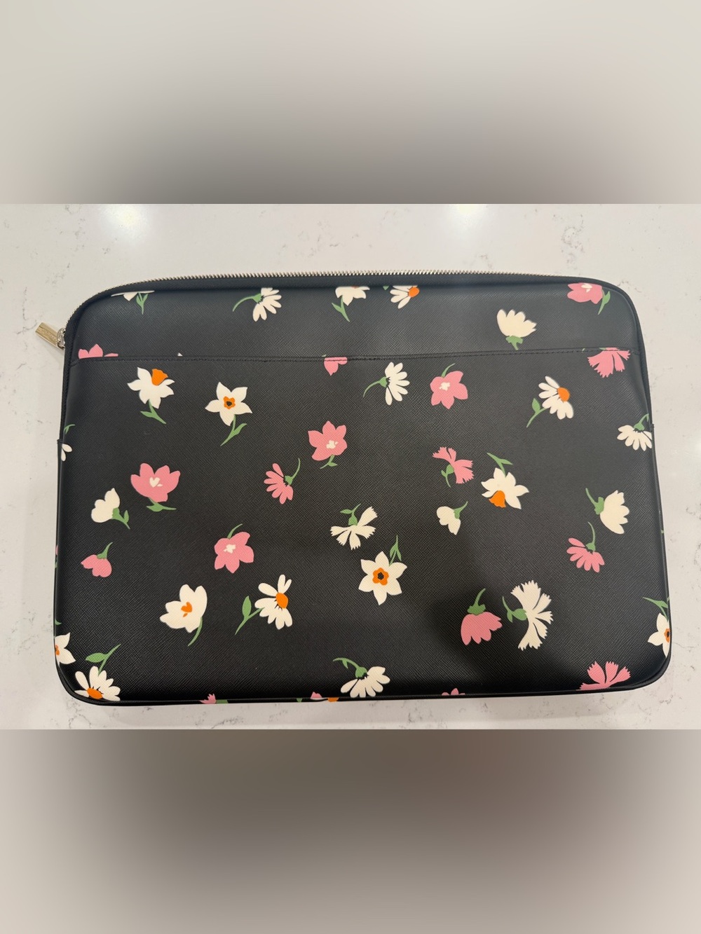 Kate Spade Black Floral Waltz Printed Laptop Sleeve. 0.79” W x10.63” H x15.16” D - Picture 3 of 5